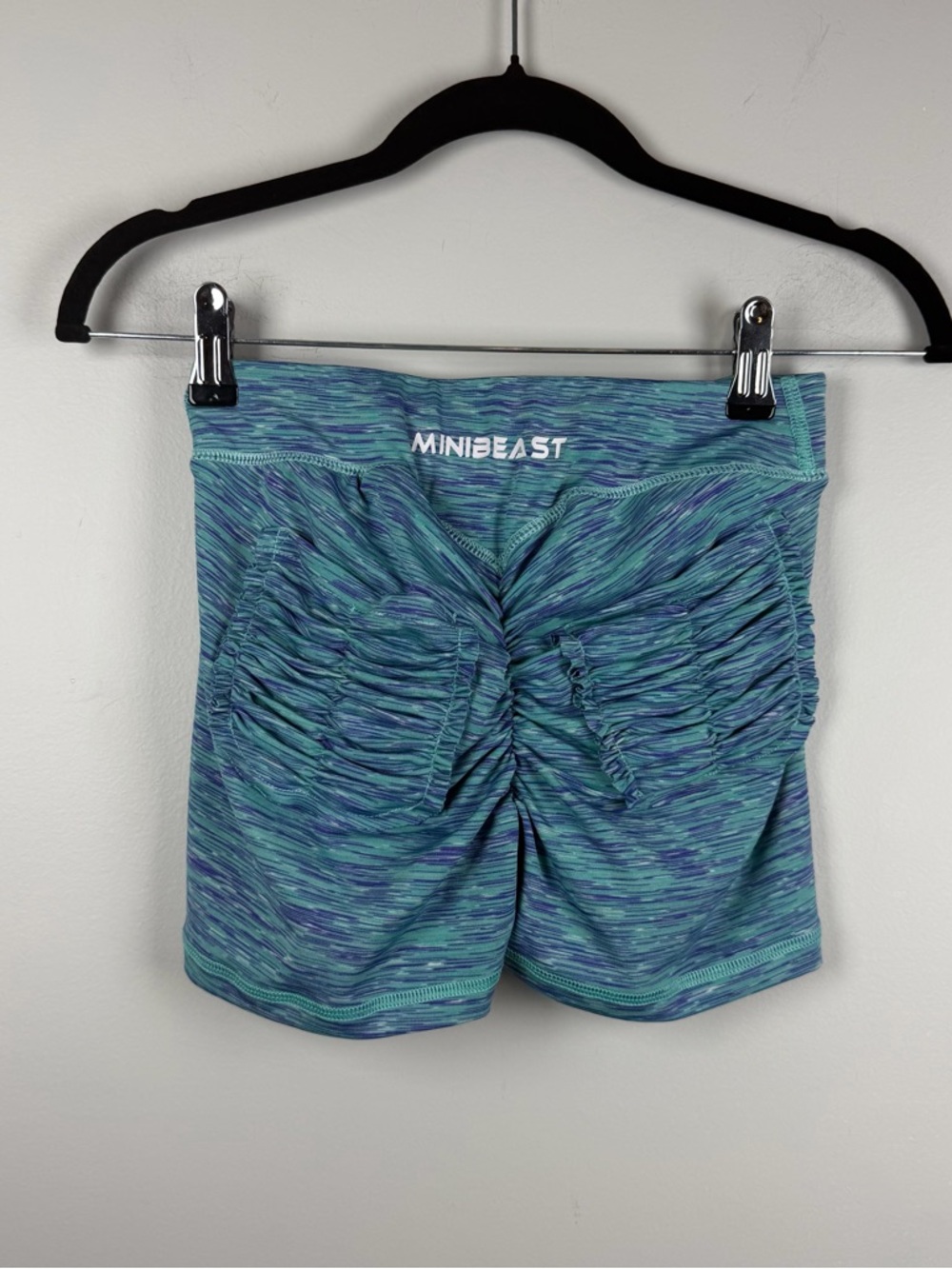 Minibeast Curve X Teal Purple Space Dye Ultimate Booty-Scrunch Gym Shorts Small